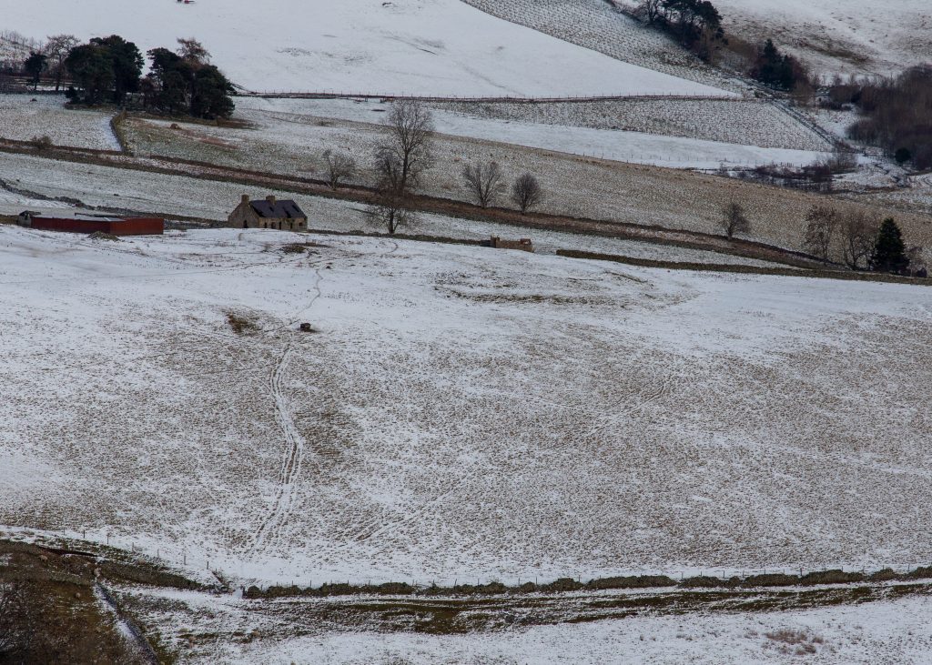 Photograph of Craigend Hillfort in the snow.