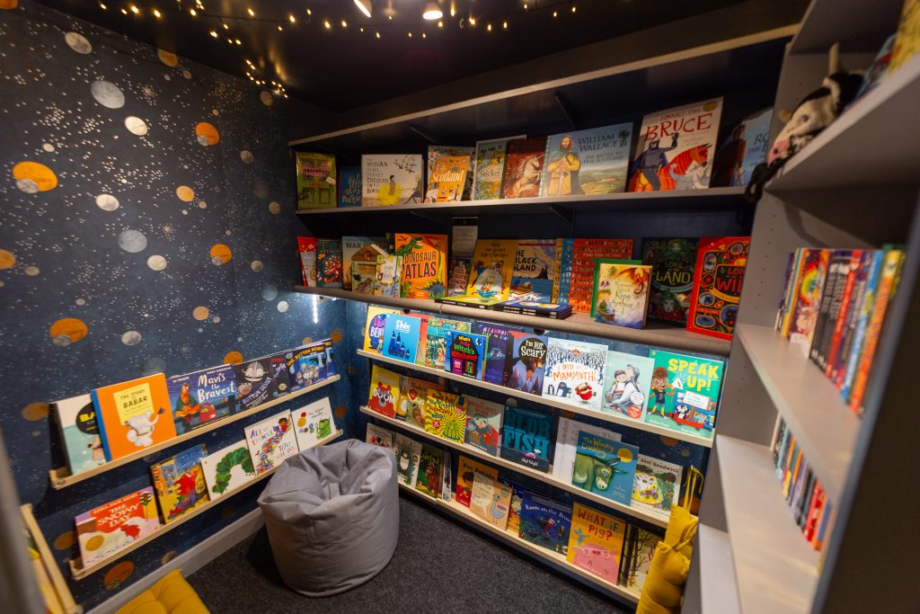Interior of The Wedale Bookshop showing the children's reading nook